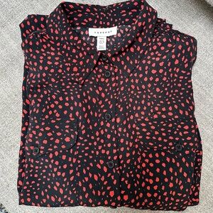Top Shop |  Tall black & red printed blouse size 6